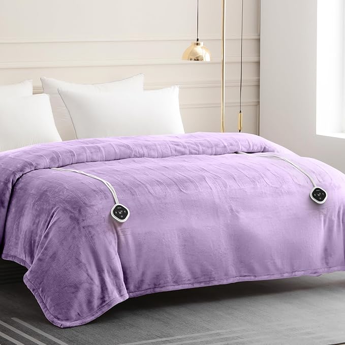 HOMLYNS LuxeHeat Heated Blanket Electric Blanket King Size, Soft Flannel Sherpa - Image 7