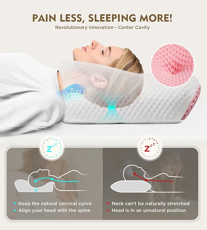 Osteo Cervical Pillow for Neck Pain Relief, Hollow Design Odorless Memory Foam - Image 2