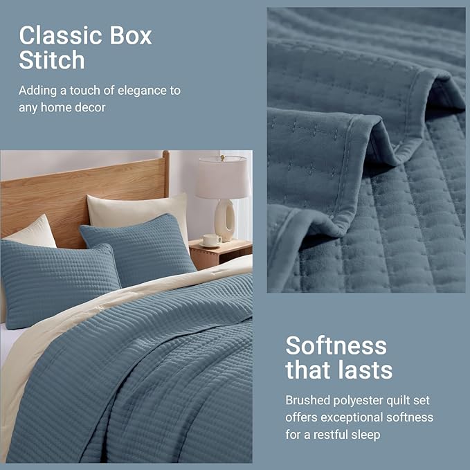 WRENSONGE Twin Quilt-2 Pieces Lightweight Bedspreads Oxford Blue Twin Quilt - Image 5