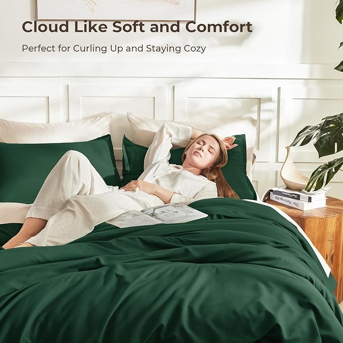 Litanika Oversized King Comforters Emerald Green Super King Plus Size, 3 Pieces - Image 2