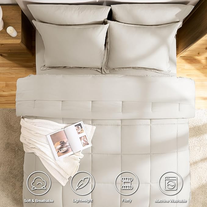 CozyLux California King Comforter Set Beige - Image 2
