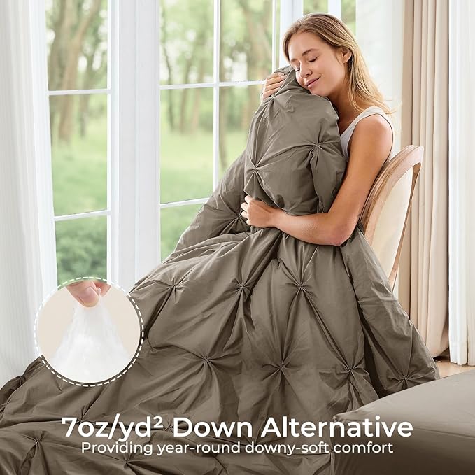 Sasttie Twin XL Comforter Set, 5-Piece Bed in a Bag, Pintuck Bedding Sets - Image 2