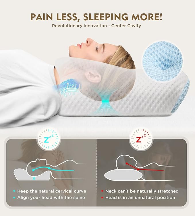 Osteo Cervical Pillow for Neck Pain Relief, Hollow Design Odorless Memory Foam - Image 2
