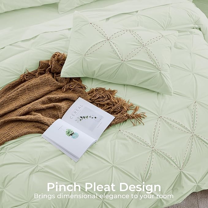 Sasttie California King Comforter Set, 7-Piece Bed in a Bag, Pintuck Bedding - Image 4
