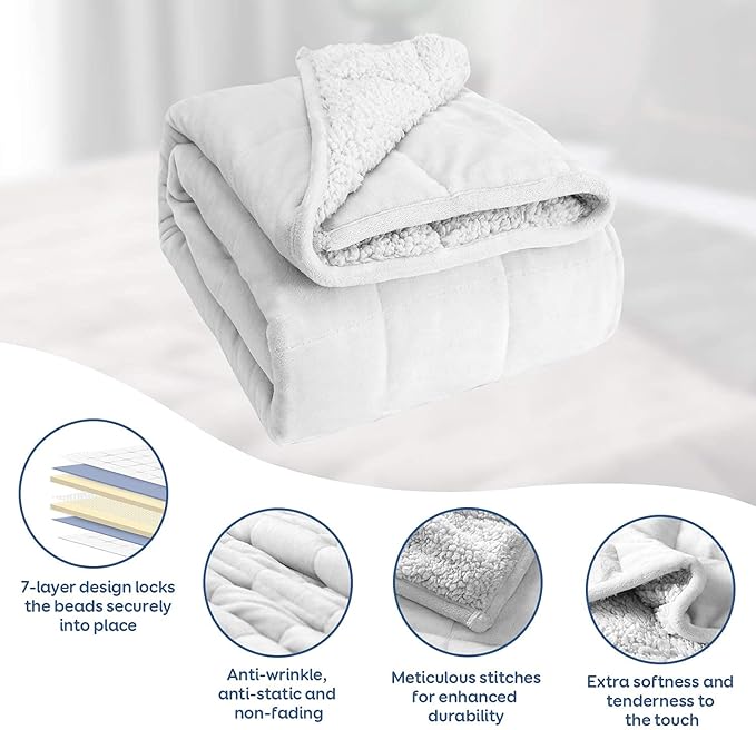 Weighted Blanket 20lbs, Flannel Cozy Plush Blankets, Fuzzy Flannel Bedding - Image 4