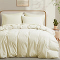 Cream White Cotton Duvet Cover King Size, Linen-Like Natural Bedding Set by LOVQUE