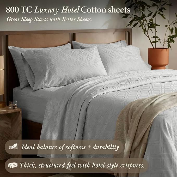 Threadmill Twin Sheets for Twin Mattress | 800 Thread Count Jacquard Celine - Image 2