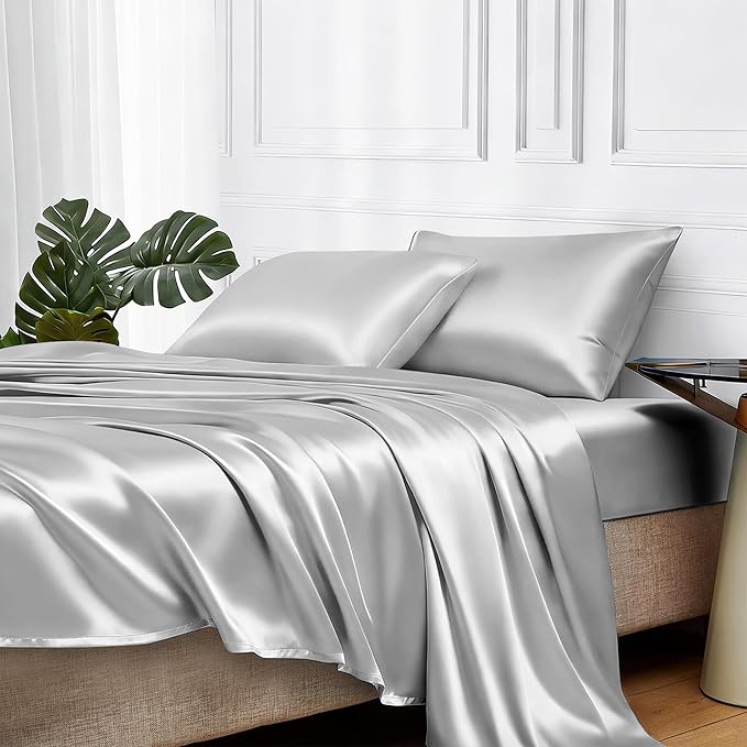 MR&HM Satin Bed Sheets, Twin Size Sheets Set by MRHM