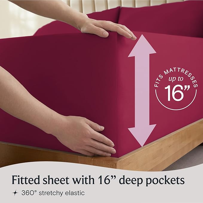LuxClub 4 PC California King Sheet Set, Breathable Luxury Bed Sheets, Deep - Image 6