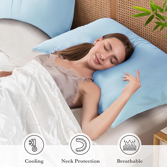 Curved Pillow Case King Size, Side Sleeper Pillow Cases Cover Cooling Rayon - Image 3