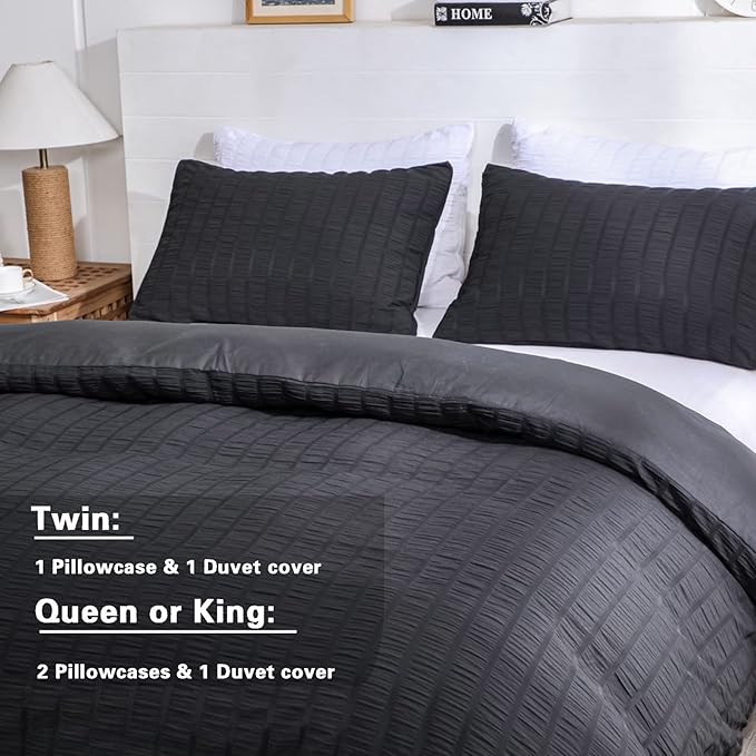 AveLom Seersucker Duvet Cover Set Full Size, 3 Pieces, Textured Duvet Cover - Image 6