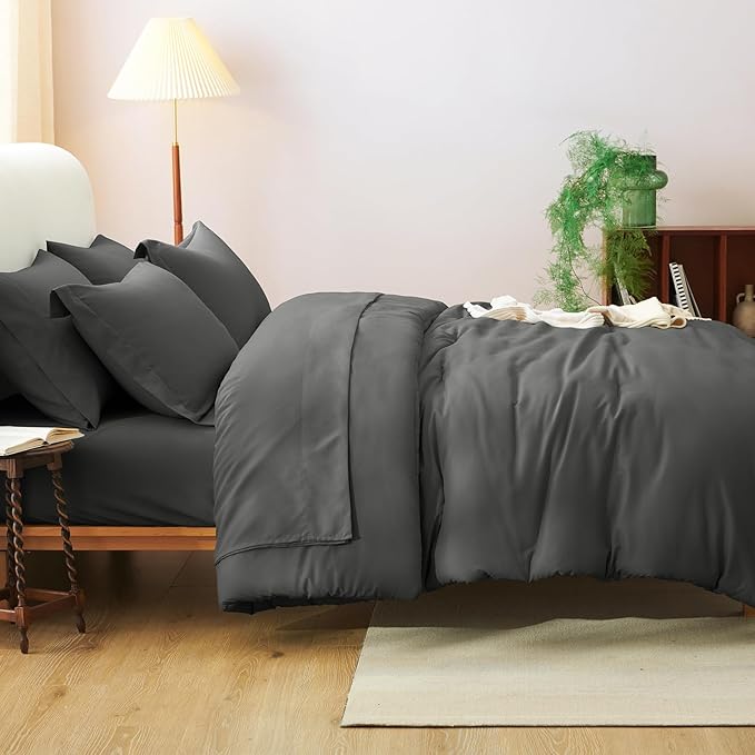 CozyLux Twin XL Comforter Set Dark Grey, 5 Pieces Bed in a Bag Twin Extra Long - Image 7