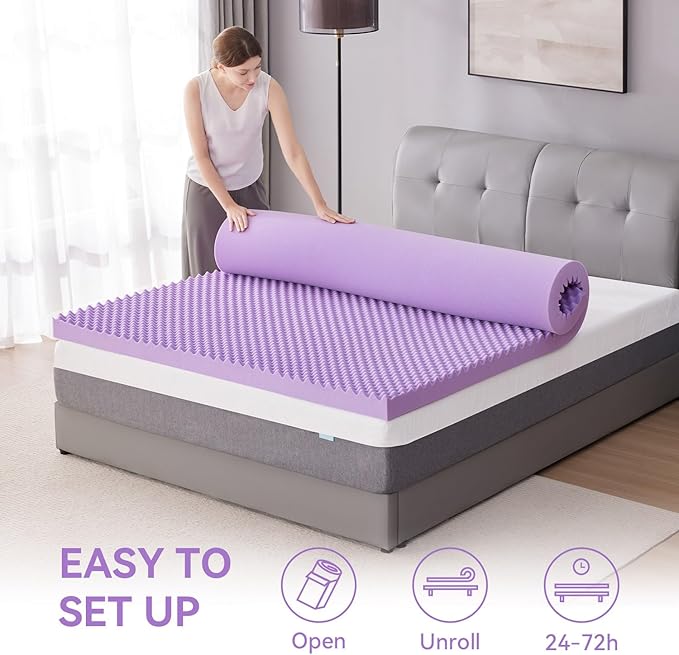 SINWEEK 2 Inch Egg Crate Memory Foam Mattress Topper Twin XL, Twin Extra Long - Image 8