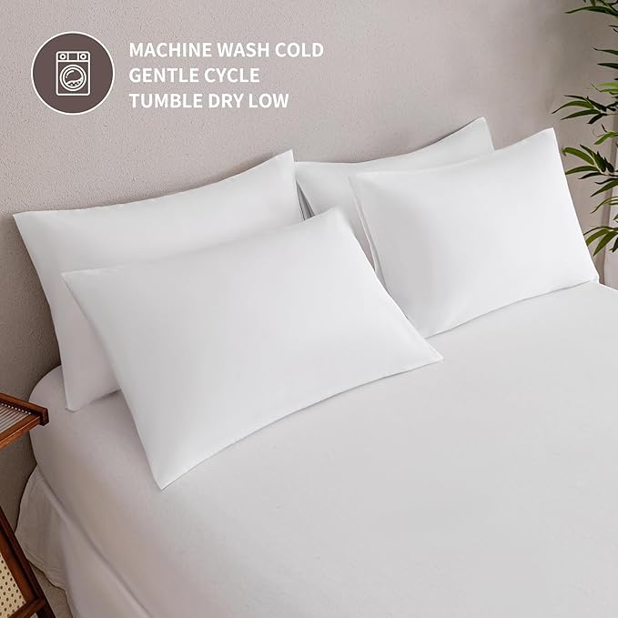 MINIPANDA White King Size Pillow Cases Set of 4 - Image 5