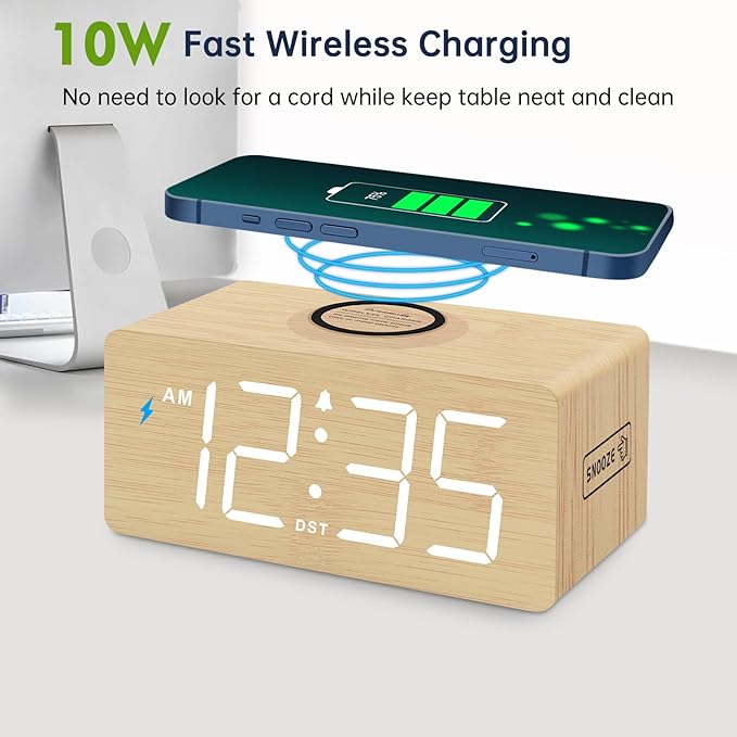 DreamSky Wooden Digital Alarm Clock - Image 2