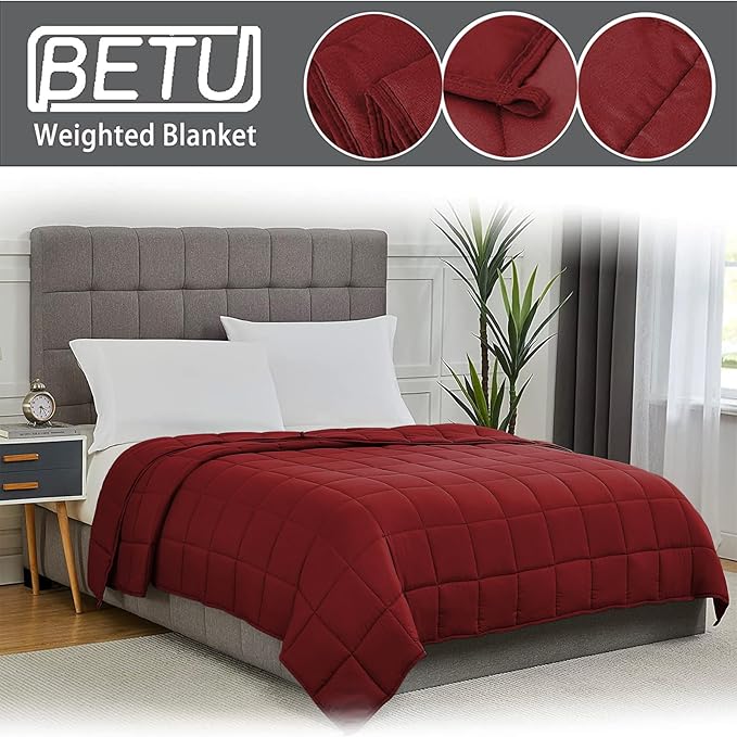 Red Weighted Blanket for Adults 20lbs, Twin Full Size Cooling Heavy Throw - Image 4