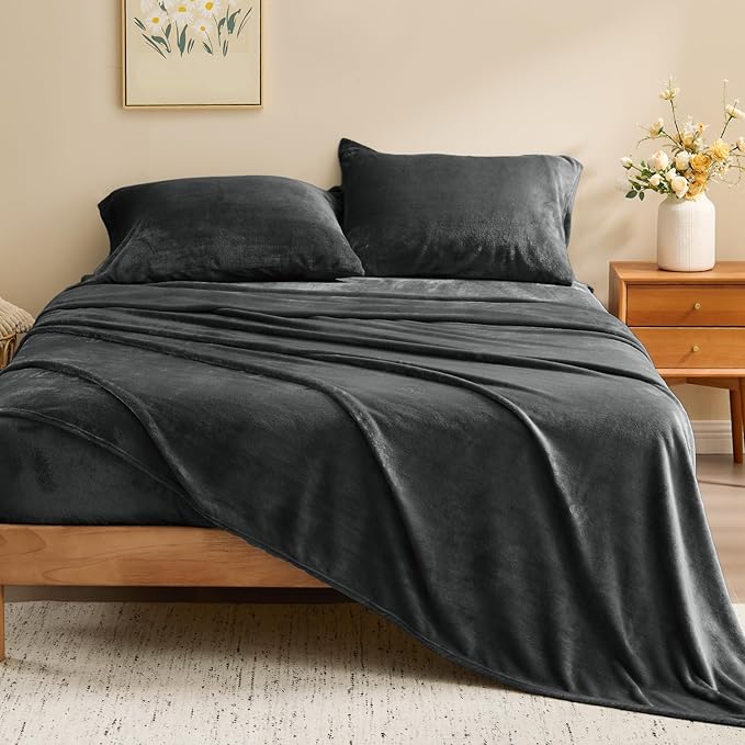 BEDELITE Flannel Sheets Twin Size Dark Gray - Image 2