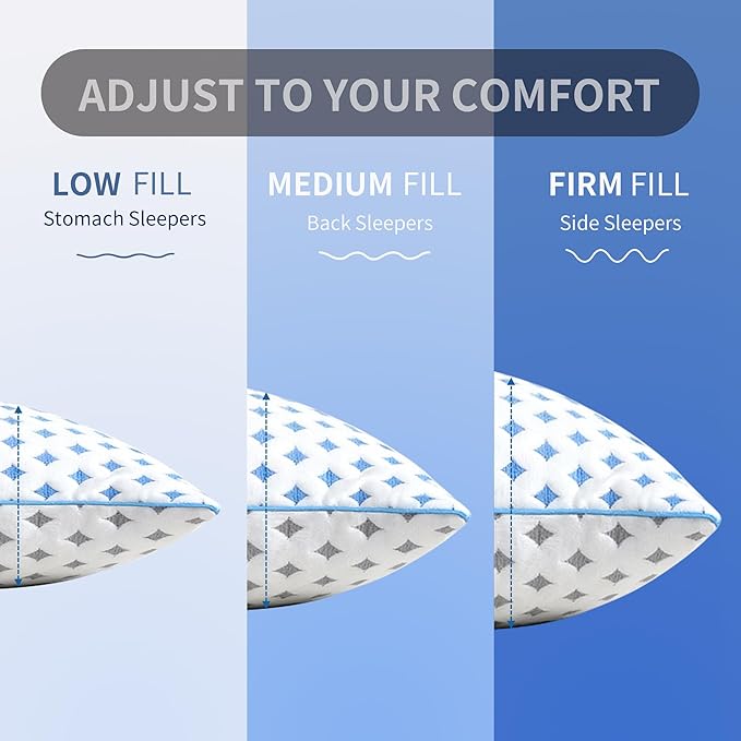 Queen Size Pillow 1 Pack for Sleeping, Cooling Adjustable Memory Foam Pillow - Image 4