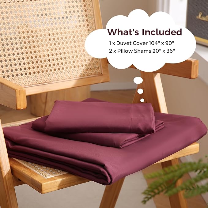 JSD Burgundy Duvet Cover Set King Size, 3 Piece Duvet Cover - Image 2