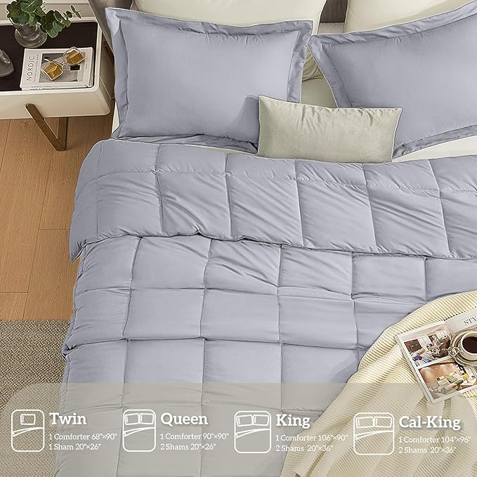 Homelike Moment California King Comforter Set Light Grey, Lightweight Cal King - Image 5
