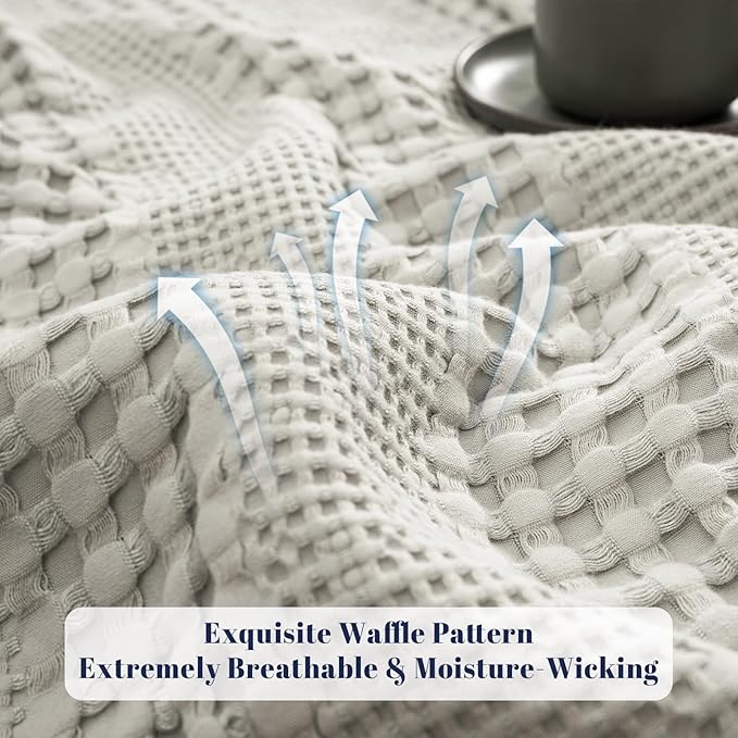 PHF Cooling Waffle Blanket King Size, Lightweight 60% Rayon from Bamboo & 40% - Image 4