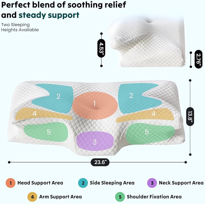 DUMOS Cervical Neck Pillow for Sleeping, Cooling Ergonomic Memory Foam Pillow - Image 8