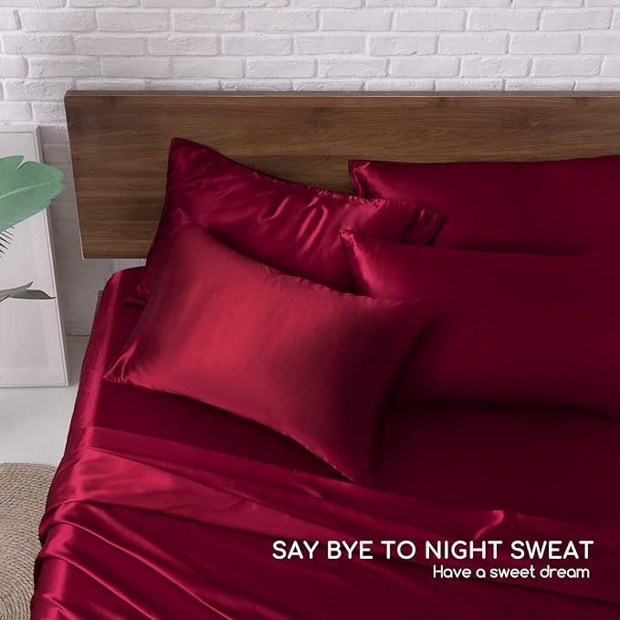 MR&HM Satin Bed Sheets, King Size Sheets Set - Image 6