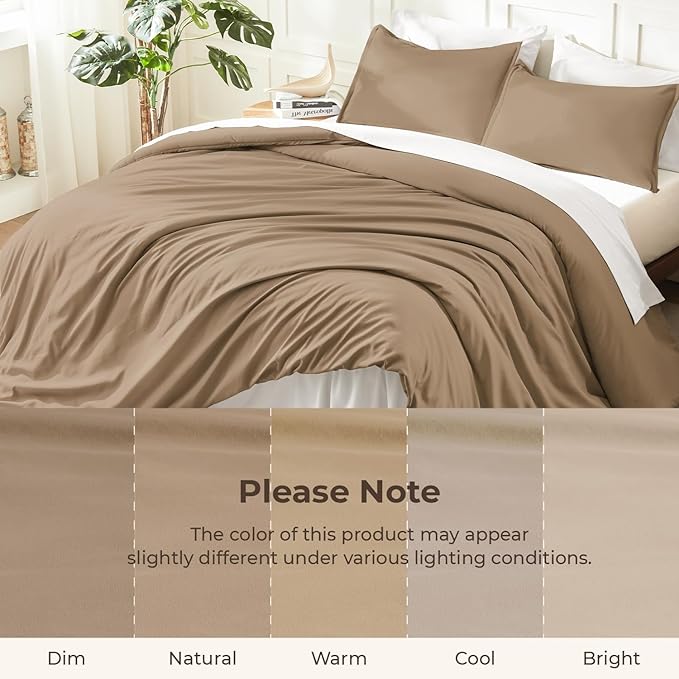 Litanika Taupe Tan Twin/Twin XL Comforter Set, 2 Pieces Solid Bedding Comforter - Image 8