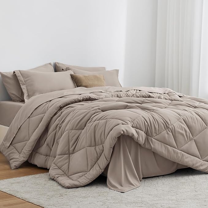 Love's cabin Full Comforter Set Burlwood, 7 Pieces Full Bed in a Bag, All by Lovescabin