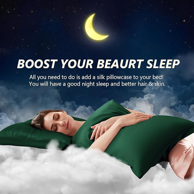 Silk Pillow Cases 2 Pack Queen Size Mulberry Silk Pillowcase Set of 2 - Image 3