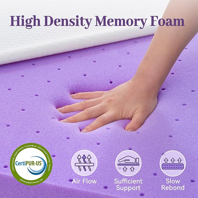SINWEEK 2 Inch Gel Memory Foam Mattress Topper Full Size, Ventilated High - Image 5