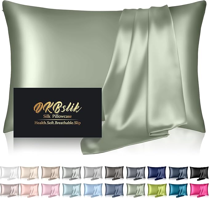 Silk Pillowcase for Hair and Skin, Mulberry Silk Pillow Cases Queen Size by HOME