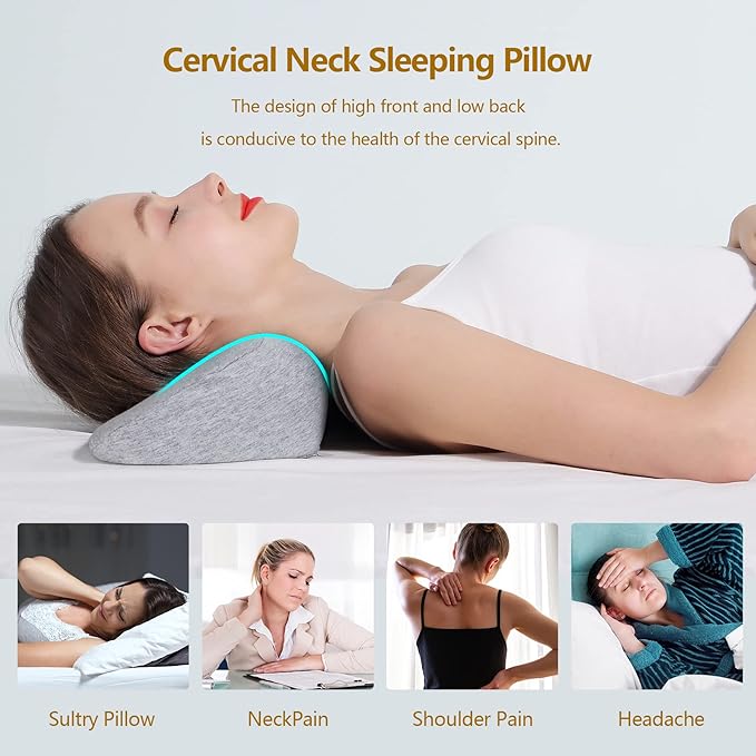 Cervical Neck Pillows for Pain Relief Sleeping, Memory Foam Neck Bolster Pillow - Image 2