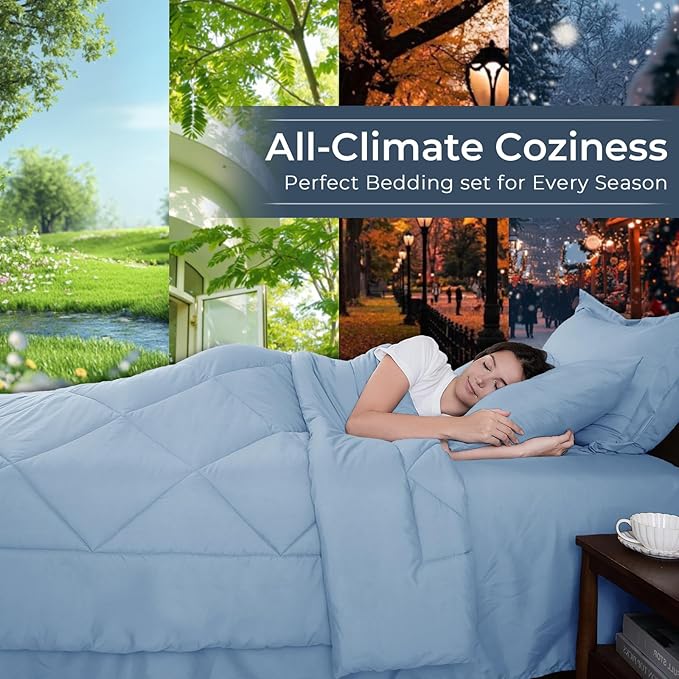 HEVUMYI Light Blue Cali-King Comforter Set - Image 3