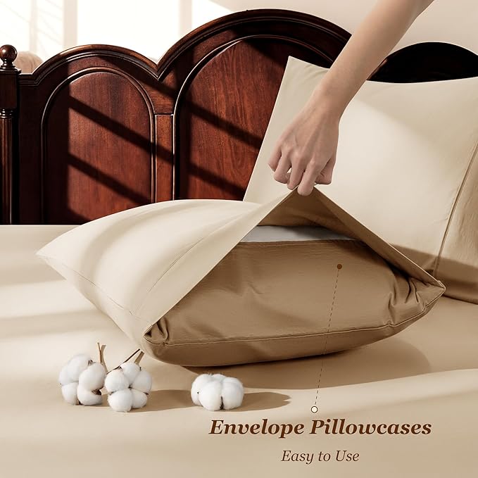 LBRO2M 100% Cotton Sheets Set Deep Pocket 19", 1000 Thread Count King Size 4 - Image 6