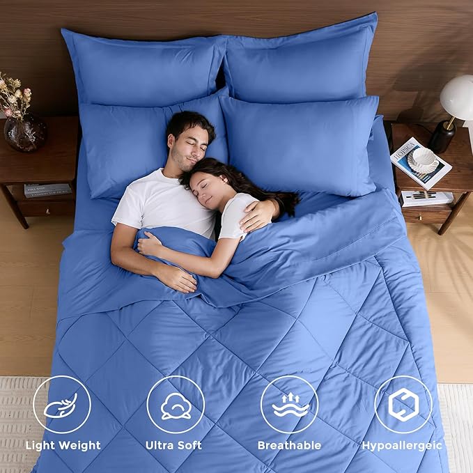 HEVUMYI Royal Blue King Comforter Set - Image 2