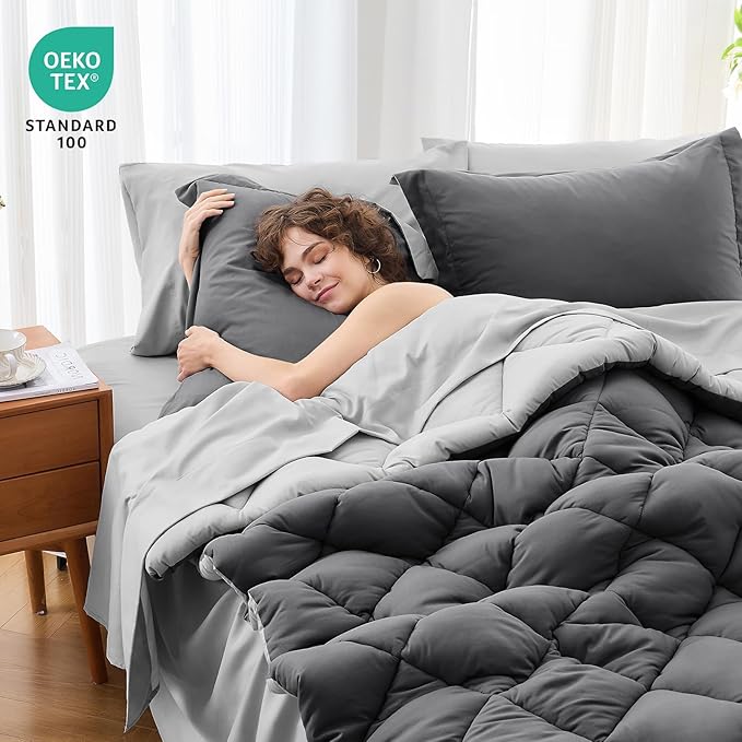 MUXHOMO 5 Pieces Twin Comforter Set, Reversible Bed in a Bag Twin Size - Image 4