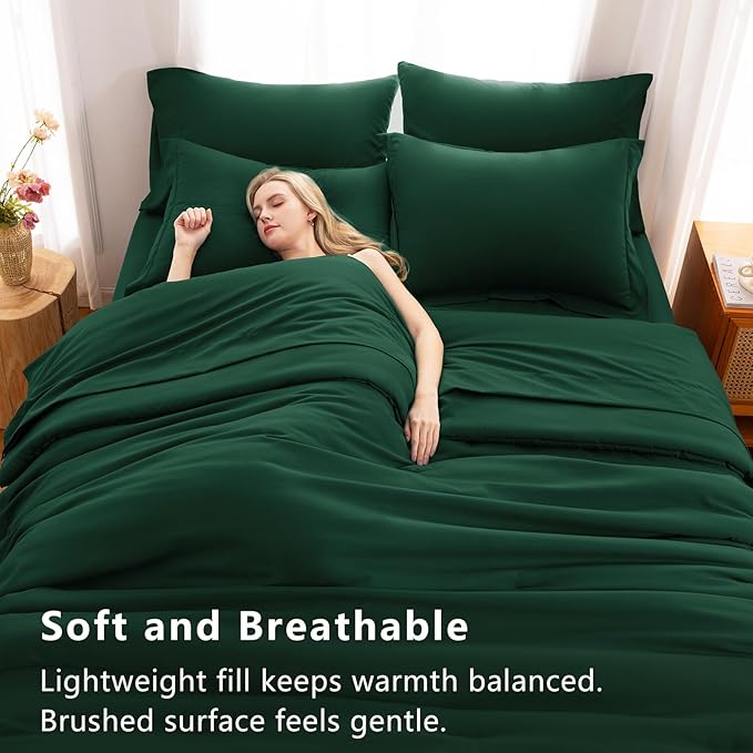 CozyLux Twin XL Comforter Set Emerald Green, 5 Pieces Bed in a Bag Twin Extra - Image 5