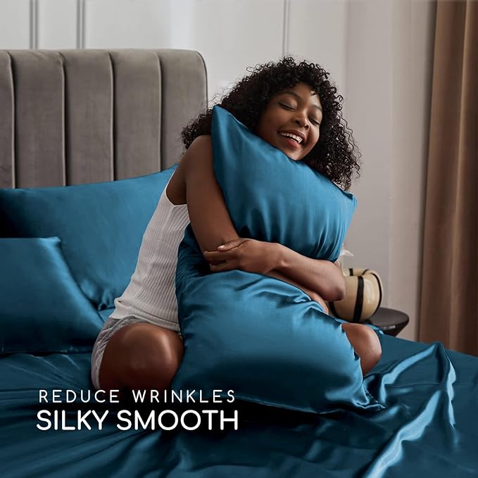 MR&HM Satin Bed Sheets, Full Size Sheets Set - Image 3