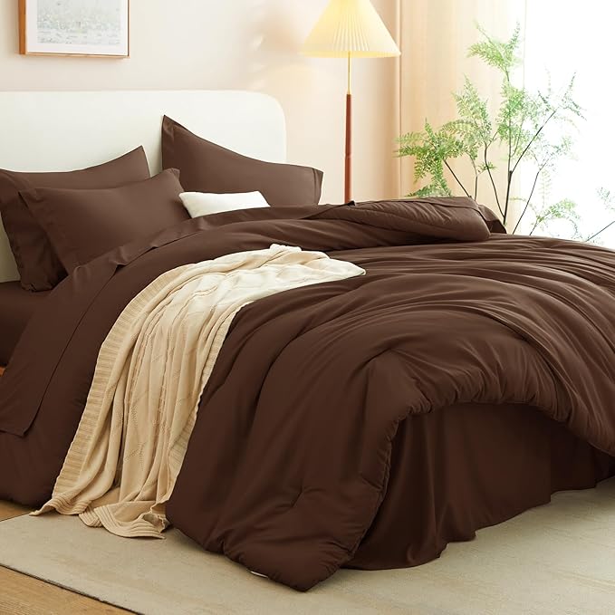CozyLux Twin XL Comforter Set Brown, 5 Pieces Bed in a Bag Twin Extra Long - Image 9
