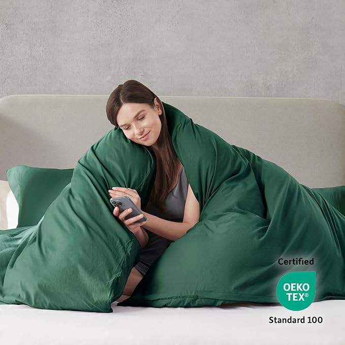 Nestl Dark Green Duvet Cover King Size - Image 3