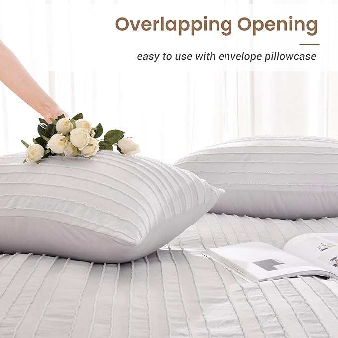 NEXHOME PRO Duvet Cover Full, Light Grey 3 Pieces Boho Tufted Duvet Cover Set - Image 5