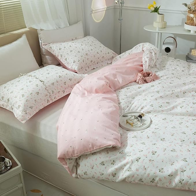 mixinni Small Floral Print Duvet Cover Full Flower Duvet Cover Set Soft Cotton - Image 5