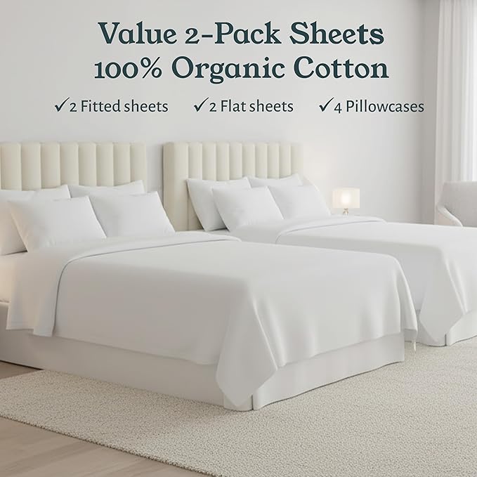 California Design Den 2-Pack Percale Sheets Queen Size Set - Image 4
