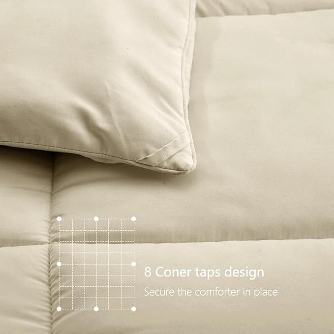 TEXARTIST Premium 2100 Series Twin Comforter All Season Breathable Beige - Image 5