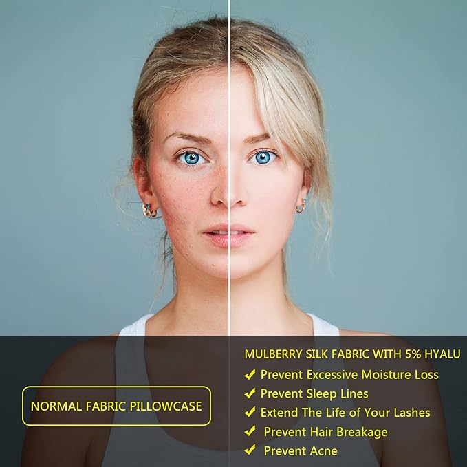 Silk Pillow Cases 2 Pack, Mulberry Silk Pillowcases Standard Set of 2, Anti Acne - Image 4