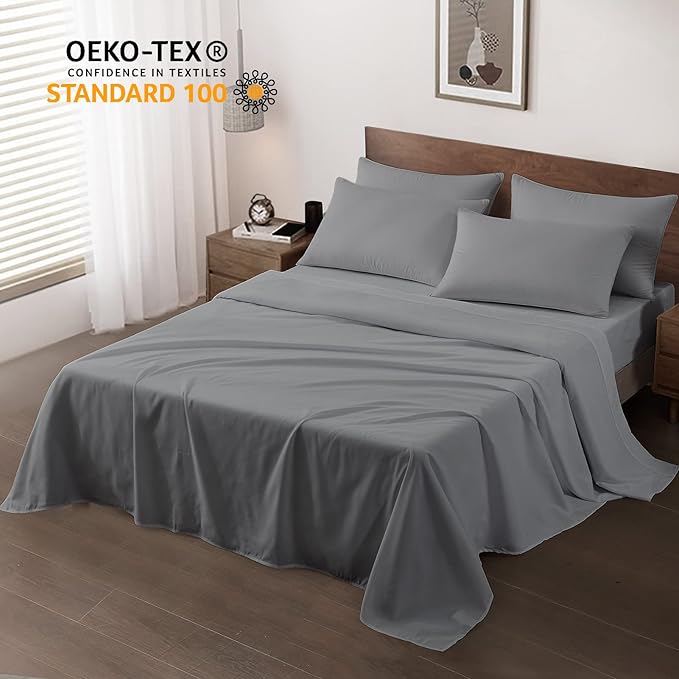 Maple&Stone Twin Flat Sheet 6 Pack, Premium Soft & Breathable, Brushed - Image 2