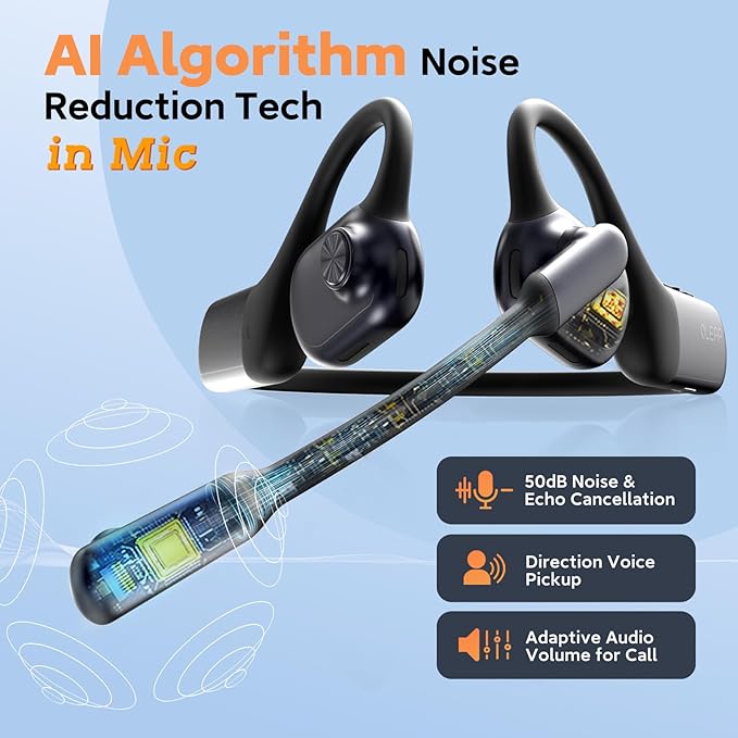 Pilot P200b Pro Wireless Headset with Mic for Work, 50dB Noise Cancelling Headphones with ENC, Bluetooth 5.3 - Wireless Computer Headset for Meetings and Calls-DeskoryOffice