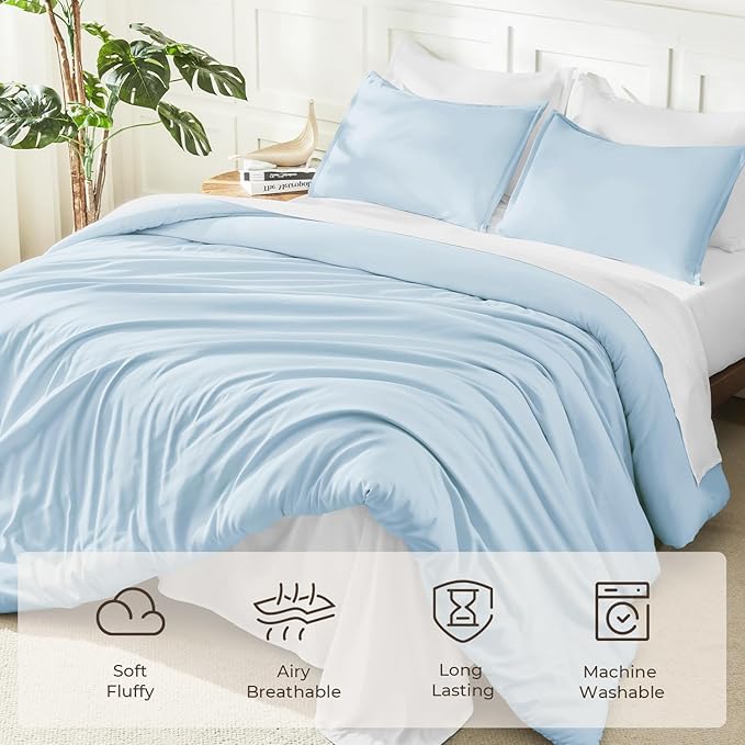 Litanika Comforters Light Blue Twin/Twin XL Size, 2 Pieces Lightweight Solid - Image 3
