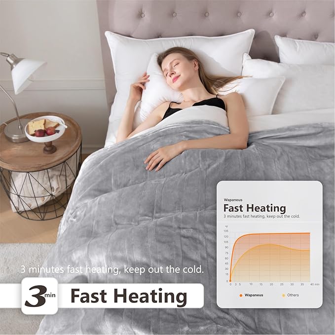 Wapaneus Heated Blanket Electric Queen Size 84"x90"-Dual Control - Image 3